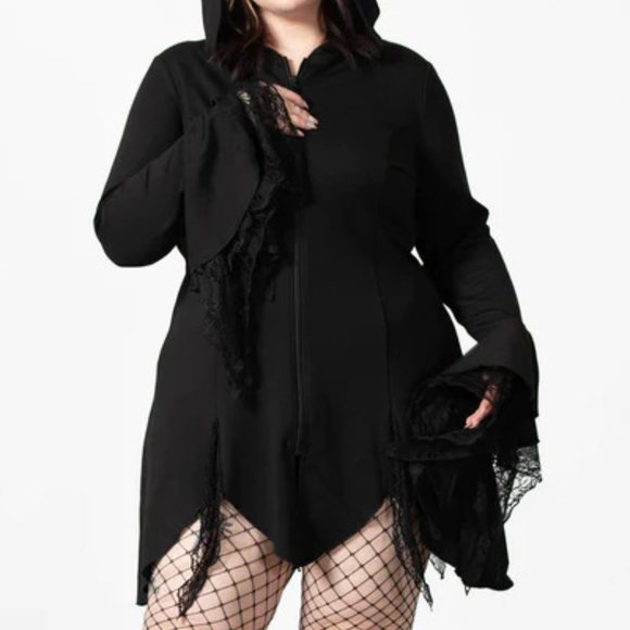 Killstar Moonzone Long-line Zip Hoodie - Size 2XL - Picture 4 of 6